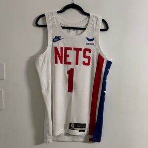 Nike Nets White Jersey with Red and Blue Accents